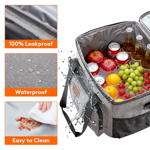 Medium Lunch Bag Insulated Lunch Box Soft Cooler Cooling Tote for Adult Men Women (Gray / Mega (33L))