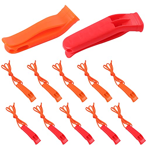 10 Pcs Emergency Safety Whistle with Lanyard for Boating