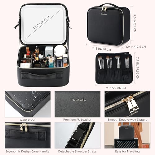 Travel Makeup Bag with LED Mirror