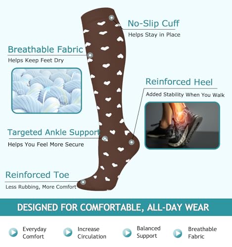 8 Pairs Compression Socks Women Men 15 (8 Count)