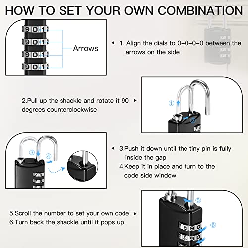 10 Pcs 4 Digit Combination Locks Small Combo for Luggage (10 Count)