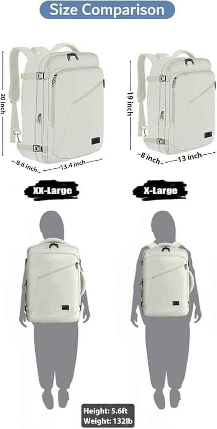 MATEIN Large Travel Backpack Women, Lightweight Carry on Backpack & Hidden Shoulder Straps, Waterproof Anti-Theft Daypack for Flight, Expandable Hiking Weekend Daypack, Travelling Gifts, Beige