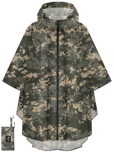 Rain Poncho for Adults with Zipper