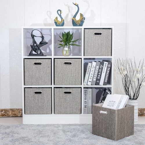 Storage Bins 11×11 Foldable Storage Cubes Boxes Container Closet Organizer Shelf Cabinet Bookcase (4 Count)