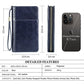 Passport Wallet Leather Family Passport Holder for 4 Travel Documents Organizer RFID Blocking Zipper Blue Card Wallet with 13 Card Slot (17 Count)