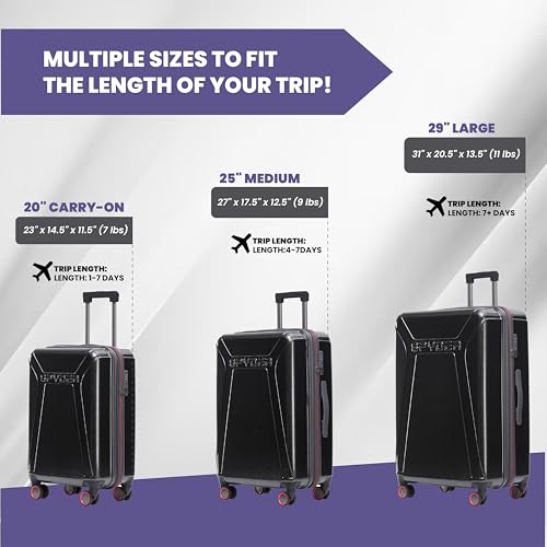 Traverse 25 Inch Medium Expandable Hardside Upright Suitcase with 360° Spinner Wheels