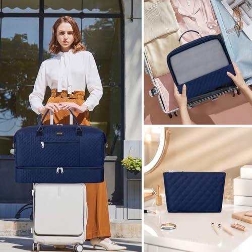Weekender Bag for Women 21.5" Travel Duffel Large Carry On Bag 3PCS (3 Count)