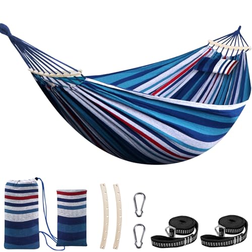 Cotton Hammock 8.9x4.9ft Holds Up to 660lbs Prevents Side