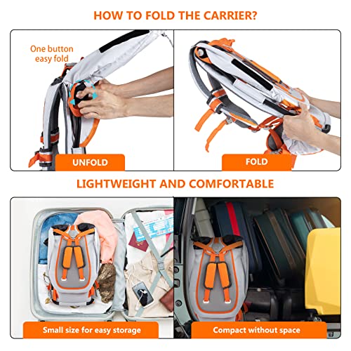 Baby Shoulder Carrier Baby Hiking Backpack Carrier with Rain Cover Sun Shade for Child Safe Backrest and Toddler Ergonomic Seat Holds 40 Pound for Children Between 6 Months