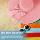 Womens Bowknot Straw Hat Large Foldable Beach Sun Hat Roll up UPF 50+