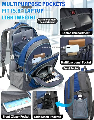 Extra Large Backpack Bookbag for College Travel Laptop Business Hiking Backpack Fit Laptop Up to 17 Inch Sturdy Multi Compartment Gifts for Men Women Night Light Reflective