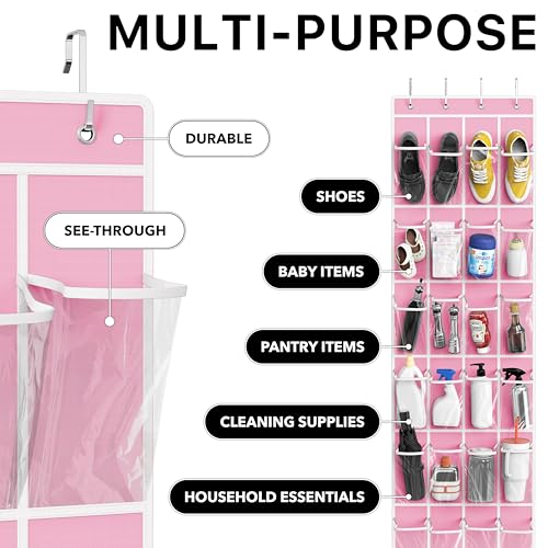 24 Pockets Clear Over the Door Shoe Organizer