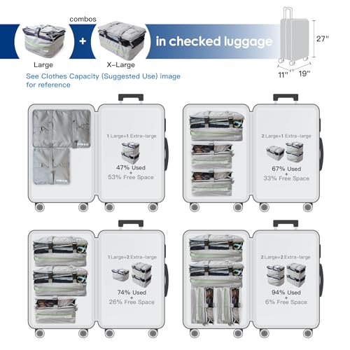 Stow-N-Go Hanging Travel Shelves, Packing Organizer for Luggage. Carry on Closet for Suitcase. Expandable Packing Cube. Travel Essentials. (Light Gray - XL, XL = (L) 17.7" x (W) 11.8")