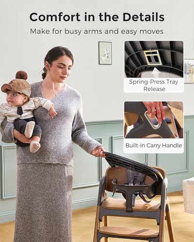 5-in-1 Convertible Wooden High Chair for Babies & Toddlers, Walnut