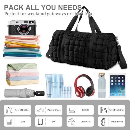 Quilted Travel Duffle Bag Gym Bag for Women