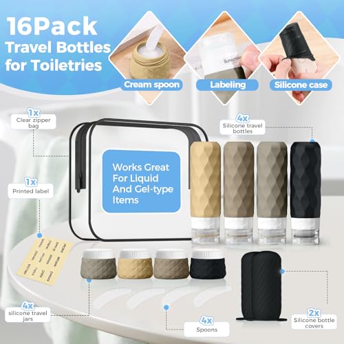 16Pack Travel Bottles for Toiletries (16 Count)