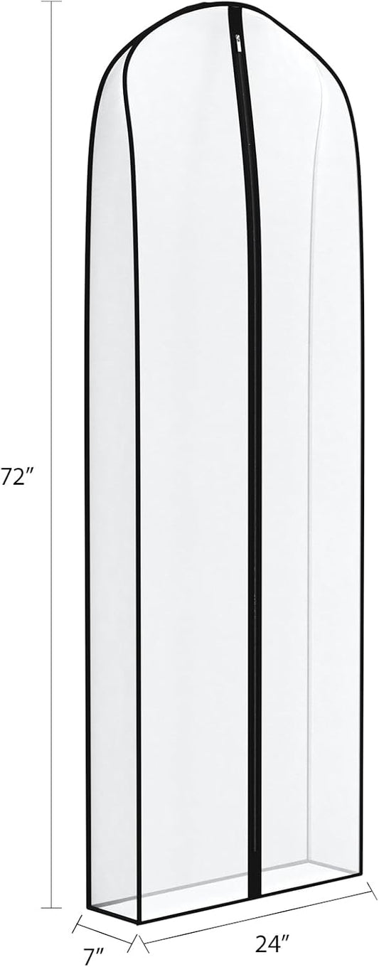 Zilink Breathable Dress Bags for Gowns Long 72” Wedding Dress Storage Bags Silky Dress Bags for Closet Storage with 7" Gussted Wrinkle Free for Long Evening Dresses Puffy Dress Storage, Set of 4