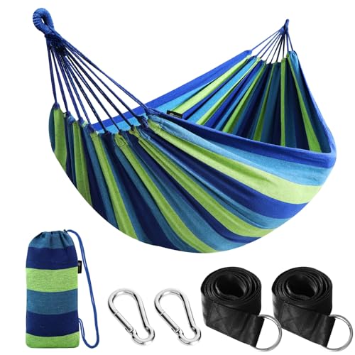 Cotton Camping Hammock Portable with Tree Straps Holds 660lbs