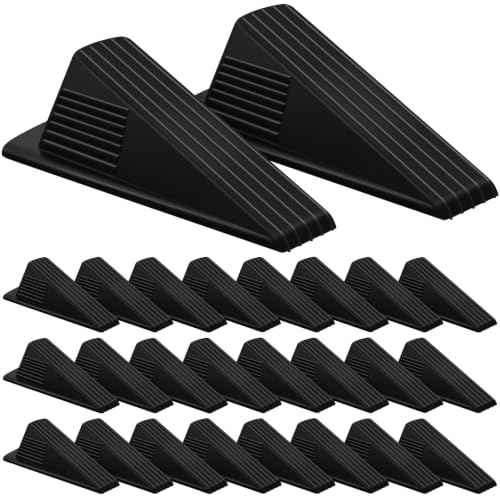 24 Pcs Heavy Duty Rubber Door Stops Wedge Stackable (24 Count)