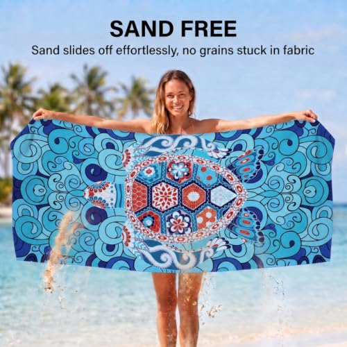 4 Pack Microfiber Beach Towel Oversized 71x32 Blue Multipack Bulk (4 Count)