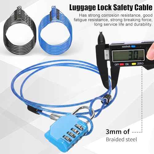 12 Pack Security Cable Luggage Lock with Loops 7 ft 3mm Braided Steel Coated Bike Cable Wire Double Loop Anti Theft Safety for U Lock (12 Count)