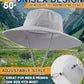 UPF50+ Mens Sun Hat Wide Brim Fishing Hat Airy Womens Sun Protection Hat Gardening Beach Bucket Hat Light Grey