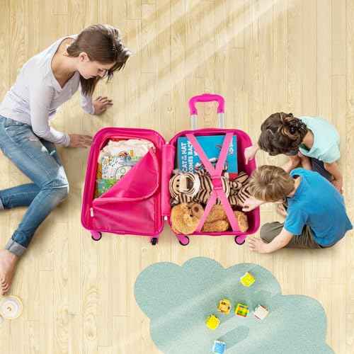 Kids Luggage 12" Toddler Backpack & 16" Travel Suitcase with Wheels (2 Count)
