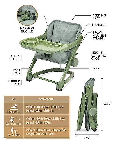 Feed Me 3-in-1 Travel High Chair Booster Seat - Avocado Green