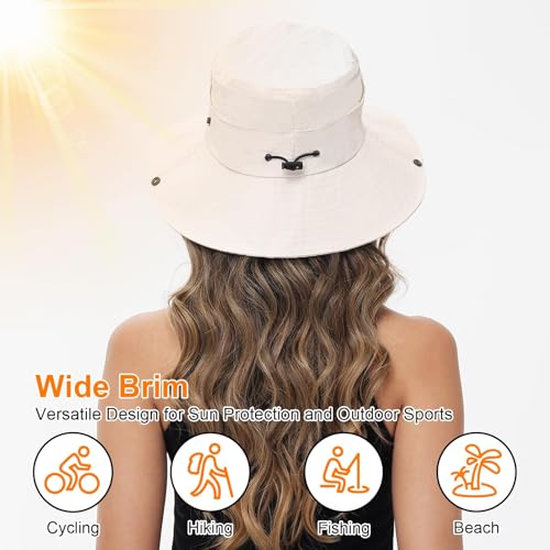 Sun Hats for Women Bucket Hat UV Protection Fishing Hat Wide Brim Safari Hats 2 in 1 Zip