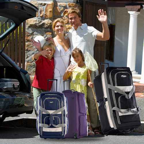33 inch Jumbo Size 8 Pockets Wheeled Rolling Duffel Bag Water Resistant Luggage Lightweight Travel Suitcase with Retractable Handle
