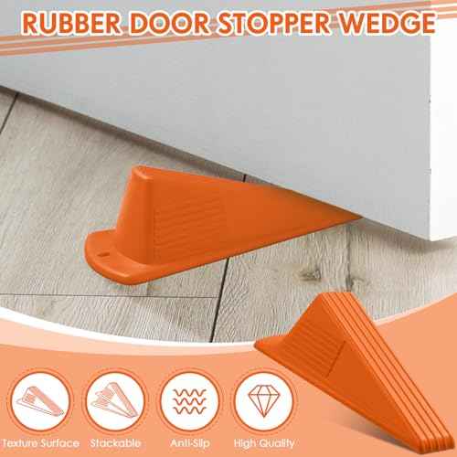 6 Pcs Heavy Duty Rubber Door Stops Wedge Stackable (6 Count)
