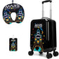 Kids Luggage Set Carry On Rolling Suitcase with U shaped Pillow Toddler Suitcase for Boys Travel Set Rocket Hardside Luggage with Spinner Wheels Airline Approved