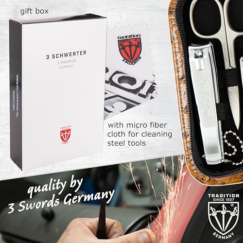 brand quality 8 piece manicure pedicure grooming kit set for professional nail care with synthetic leather case ostrich cognac