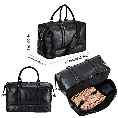 Leather Travel Bag with Shoe Pouch