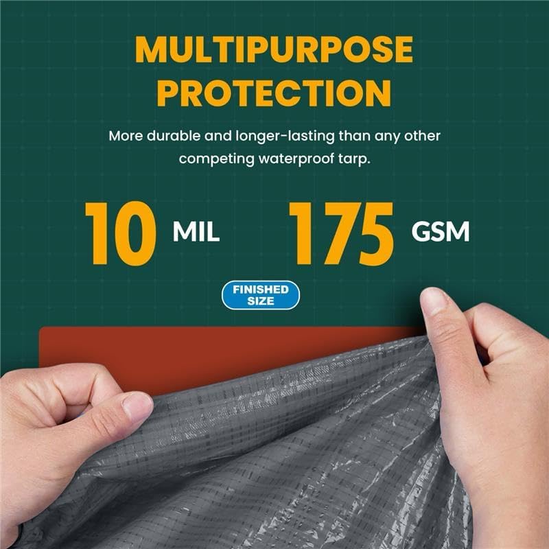 Tarp Cover 24X24 Silver/Black Heavy Duty Thick Material, Waterproof, Great for Tarpaulin Canopy Tent, Boat, RV Or Pool Cover! by Trademark Supplies