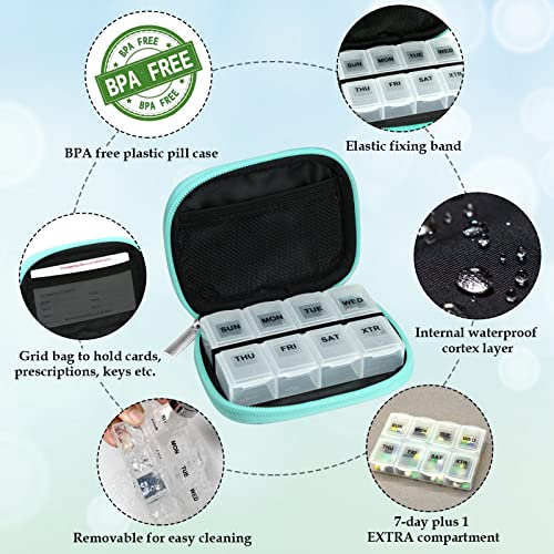 Weekly Travel Pill Organizer Pill Case for Purse with Removable 7 Day Pill Box (2 Count)
