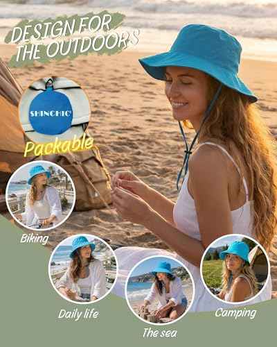 Water Resistant UPF 50+ Sun Bucket Hat Packable Brimmed for Women Men