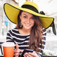 Womens Bowknot Straw Hat Foldable Beach Sun Hat Roll up UPF 50+