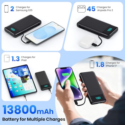 Portable Charger Power Bank for iPhone with Built