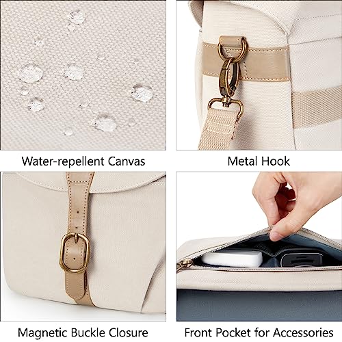 Canvas Crossbody Camera Bag with Rain Cover Women Men