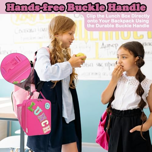Lunch box Insulated Soft Bag Mini Cooler Back to School Thermal Meal Tote Kit With Buckle and Mesh Side Pocket for Girls