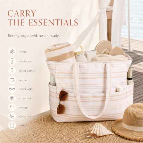 Waterproof Beach Tote Pool Bags for Women Ladies Extra Large Carry On Bag With Wet Compartment for Weekender Travel