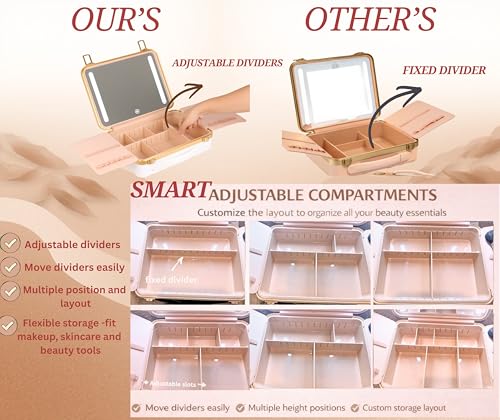 Lighted Makeup Case with Mirror + 10x Mini Mirror