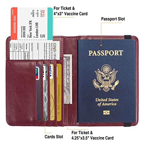 Premium Passport Holder for Travel RFID Blocking Passport Cover Slim