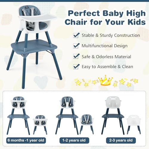 High Chair 5 in 1 Convertible Highchair for Babies & Toddlers