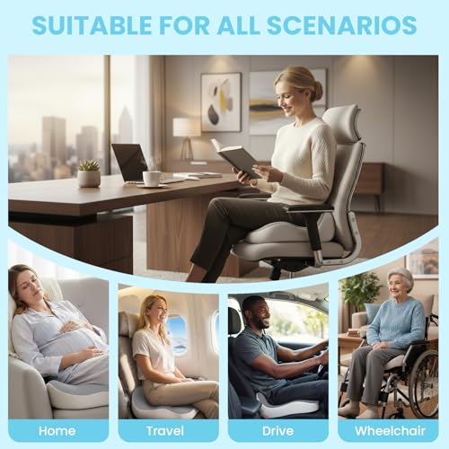 Seat Cushion Memory Foam for Sit Bone and Back Pain Relief