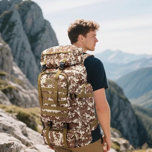 80L 2 Pack Hiking Backpack for Men with Sling Tactical Backpack (2 Count)