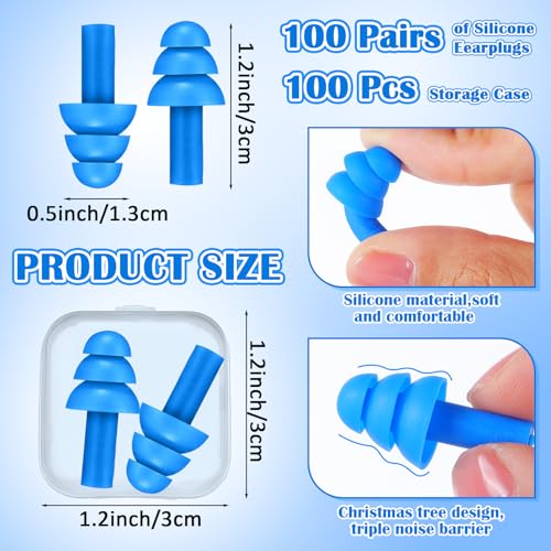 100 Pairs Silicone Ear Plugs Bulk with Case Nrr 29db (100 Count)
