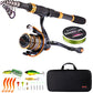 Telescopic Fishing Rod Reel Combos Portable Fishing Pole with Spinning Reel Fishing Carrier Bag for Travel Saltwater Freshwater Fishing（2.4M