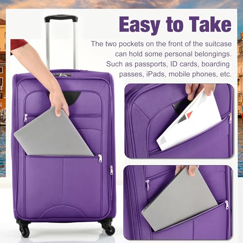Softside Luggage Set Lightweight 3 Piece Suitcase with Duffel Bag (3 Count)